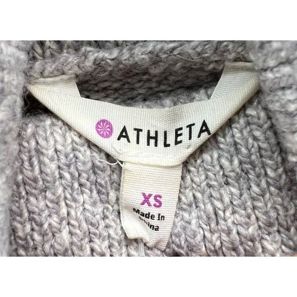 Athleta Sweater Women XS Gray Wool Blend Knit Brindle Funnel Pullover Cozy Cabin - Picture 9 of 11